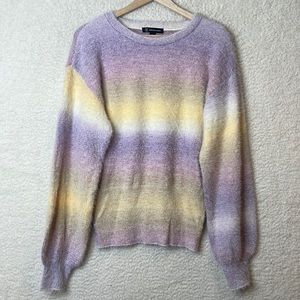 NWT INC International Concepts Womens Space Dye Stripe Fuzzy Knit Top XSMALL